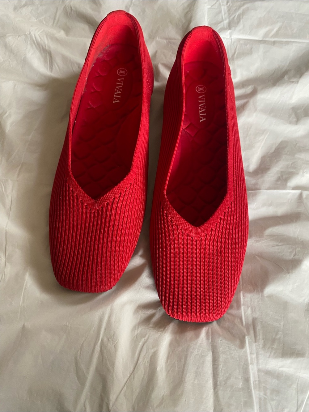 NEW! Vivaia Red Knit Ballet Flats - Comfortable Slip-On Women's Shoes size 39